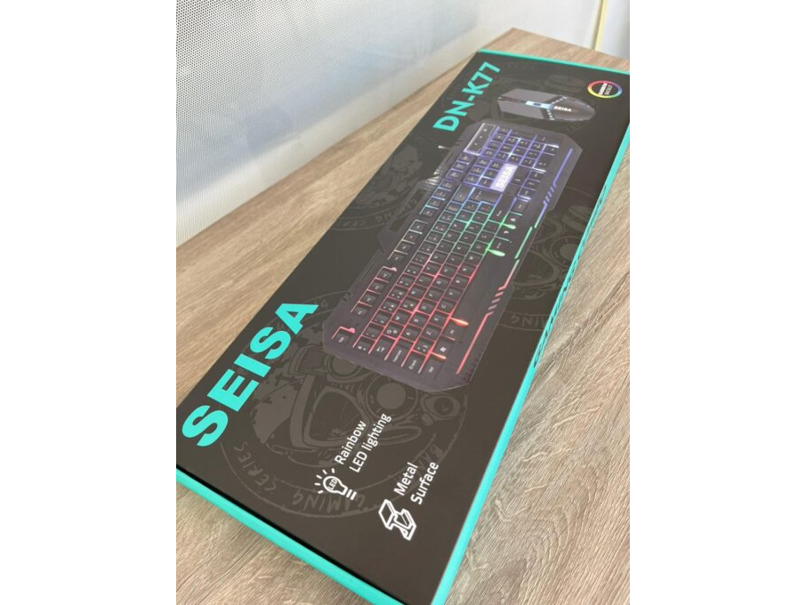 KIT COMBO TECLADO + MOUSE GAMER C/CABLE RGB SEISA DN-K77 METAL SURFACE