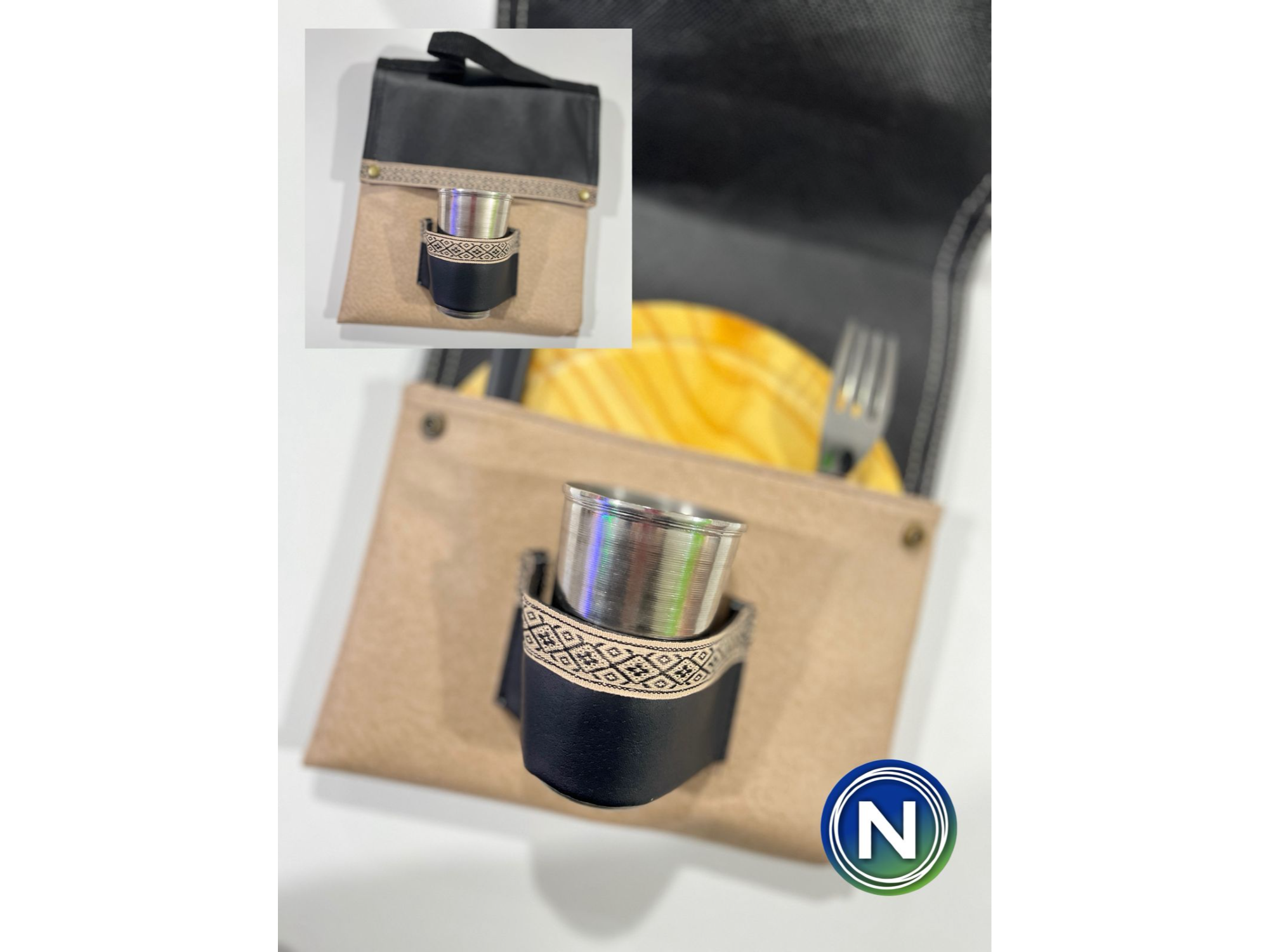 SET ASADO ESTUCHE REDONDO SIMPLE (INCLUYE VASO, CUBIERTOS Y PLATO)