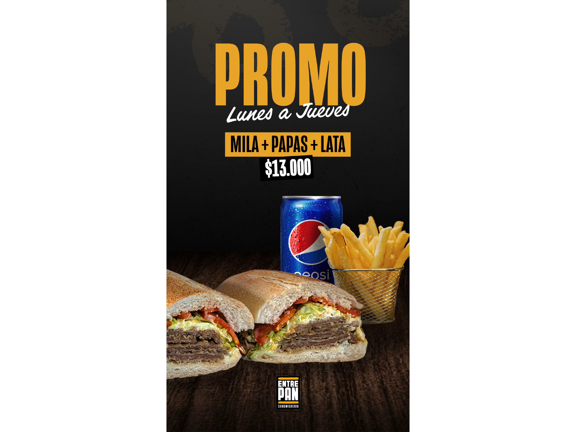 Promo Semanal (mila comun+papas+gaseosa)