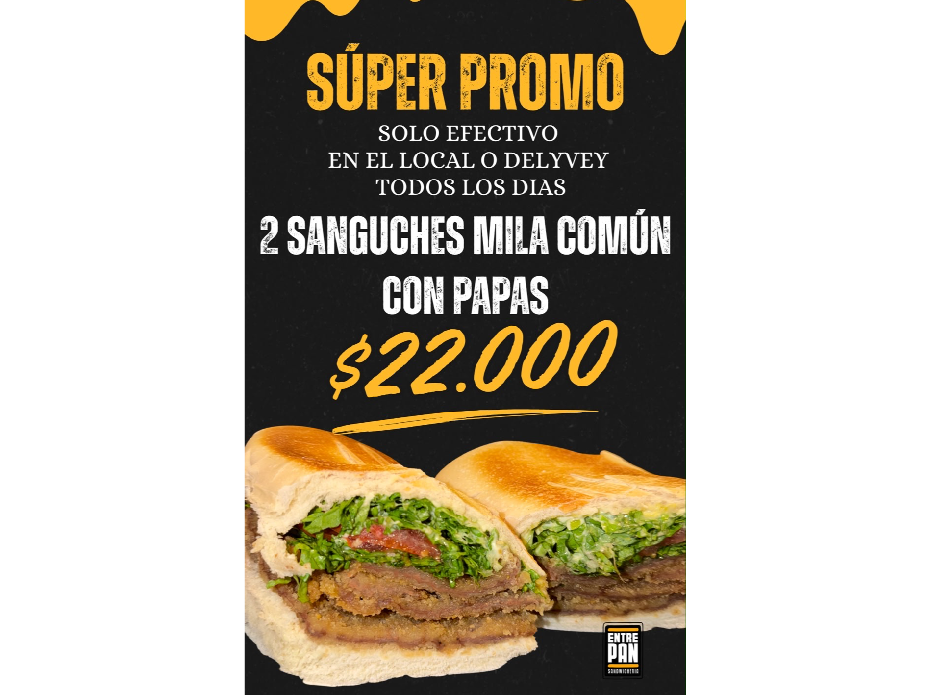 2 SANGUCHES DE MILA CON PAPAS