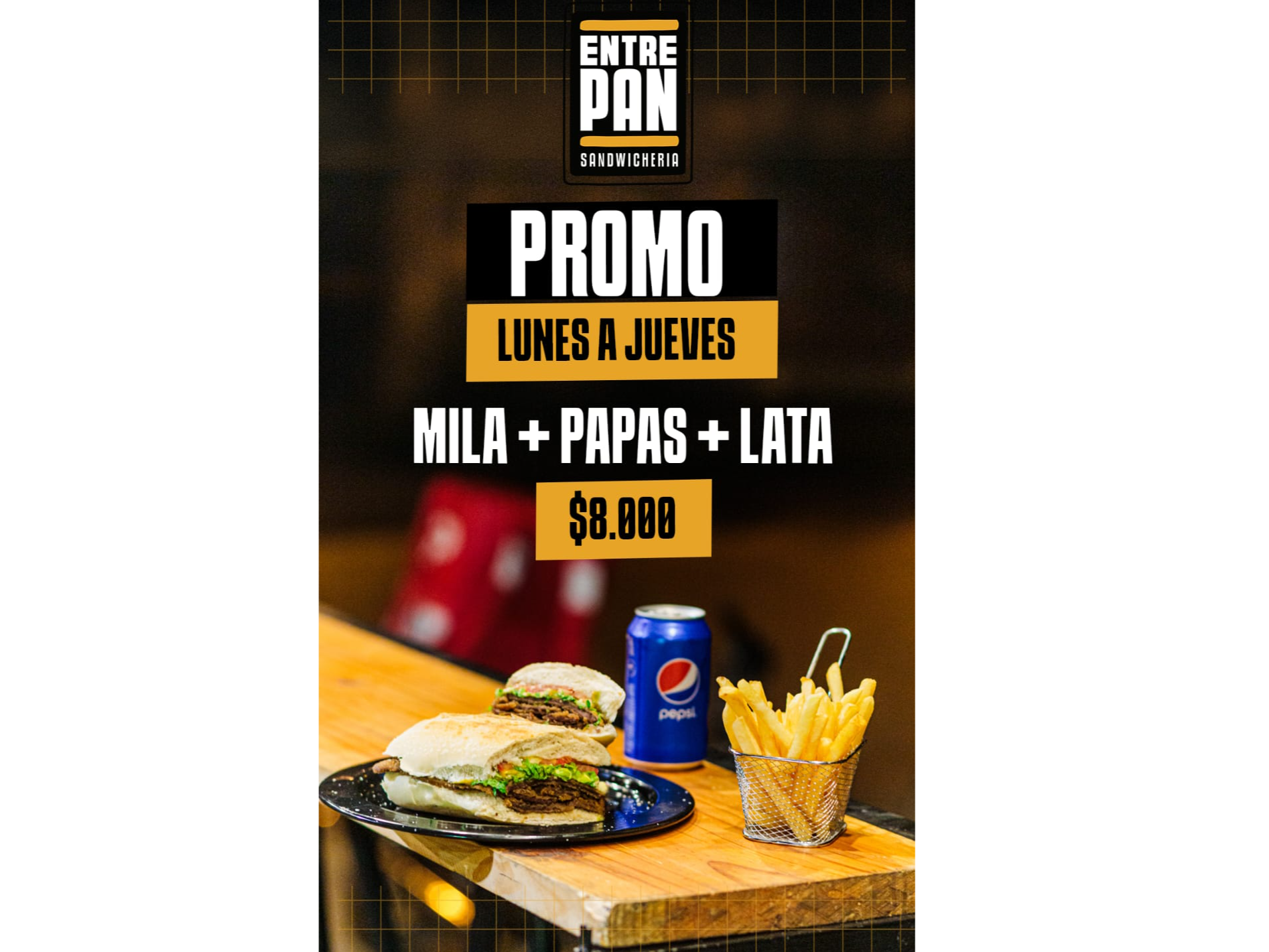 Promo Semanal (mila comun+papas+gaseosa)