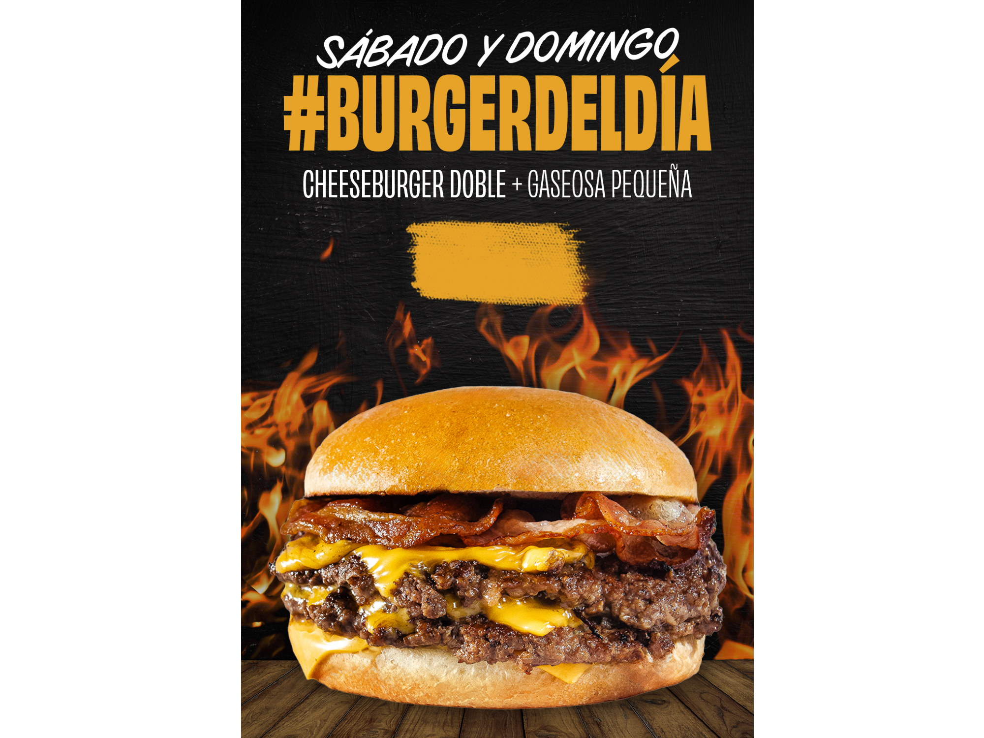 Promo Finde ( chees doble con papas y lata de gaseosa )