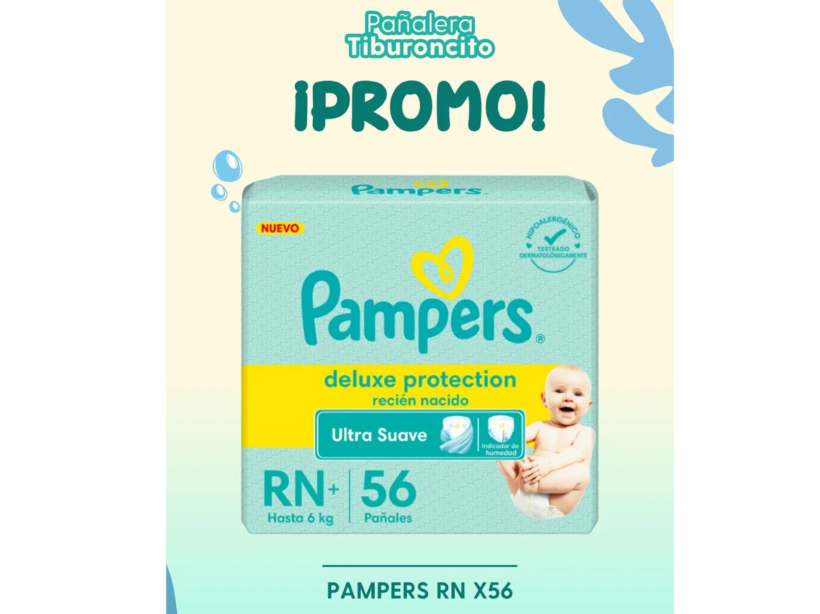 Pampers Deluxe Rn x 56 hasta 6kg