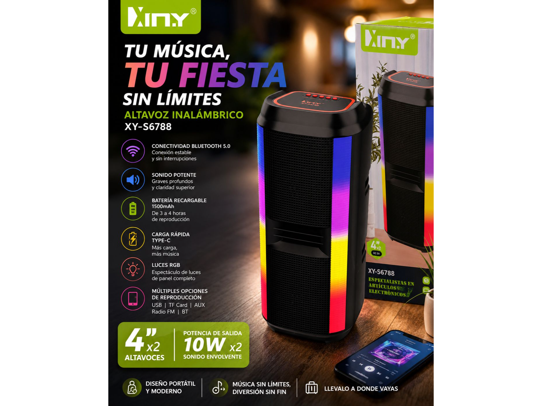 Parlante XINY 2×4"🤩
