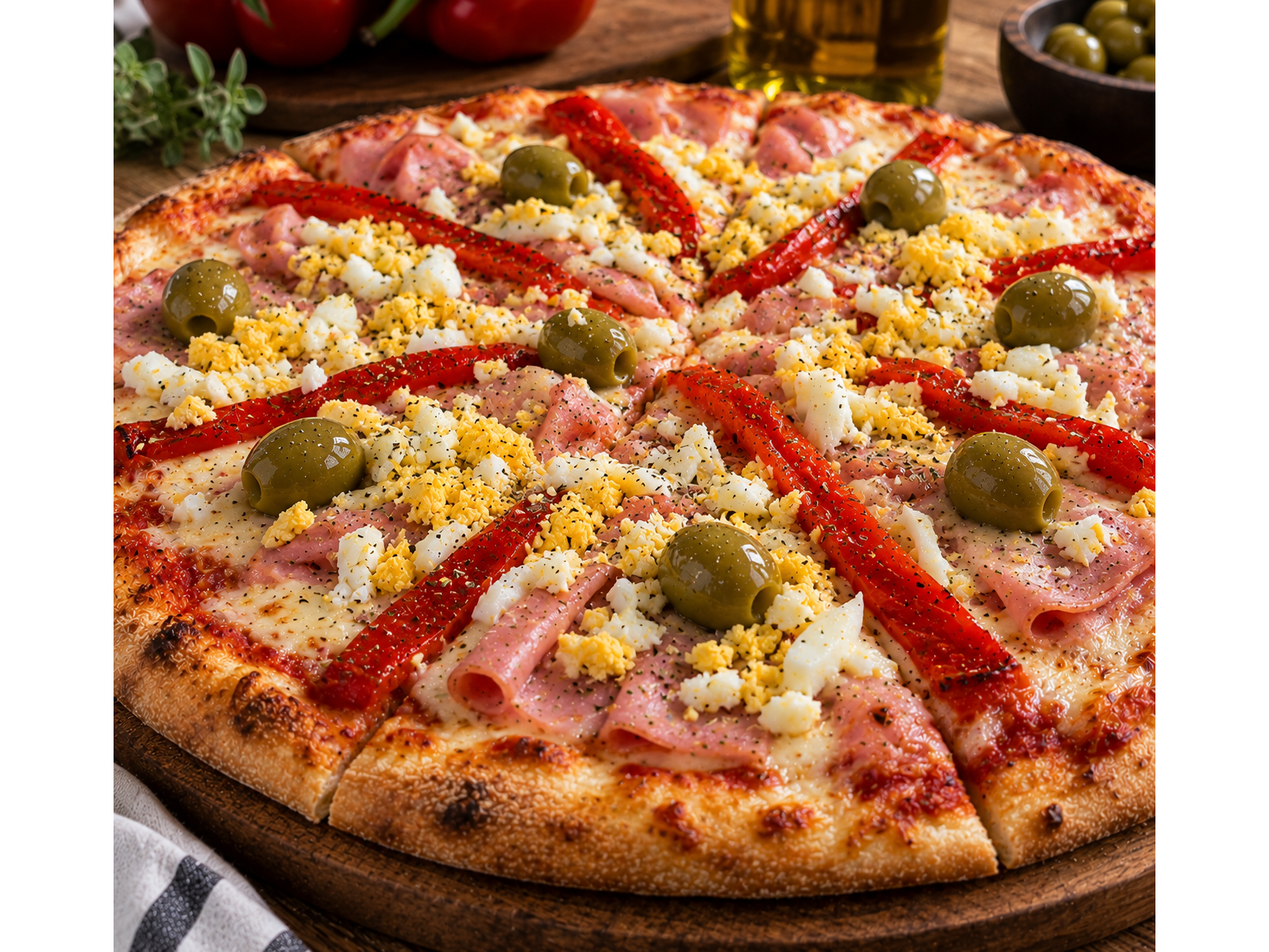 Pizza especial con huevo de Alem street food