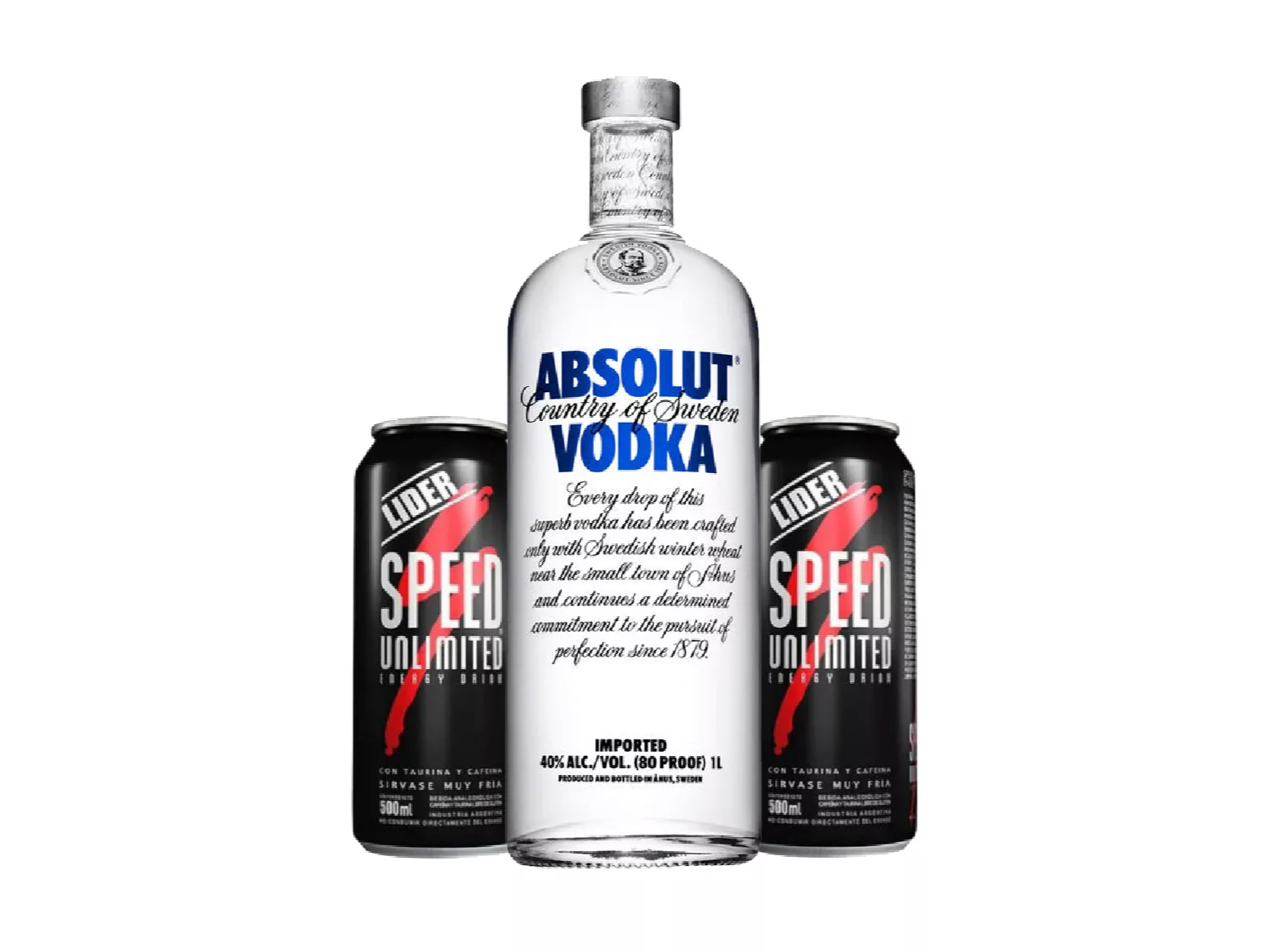 ABSOLUT 700cc + 4 energizantes + bolsa hielo (chica)