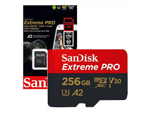 Tarjeta de Memoria Micro SD Sandisk Extreme Pro 256GB 140MBs  v30  go pro / drone  / etc.