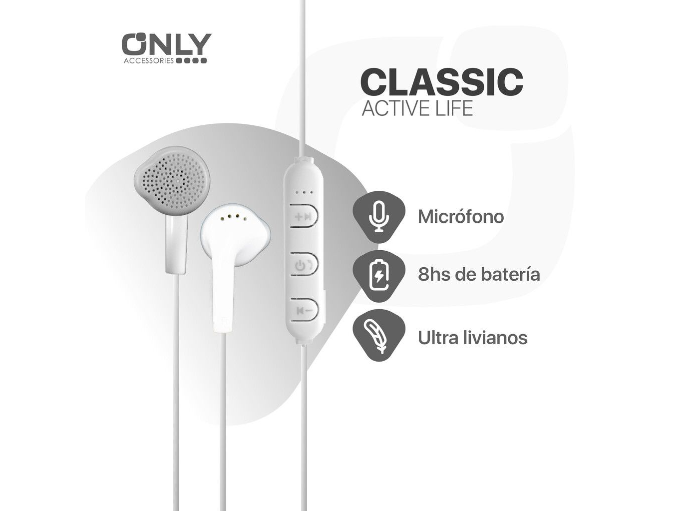 auriculares bluetooh only tipo samsung c/ cable mod 86 clasic