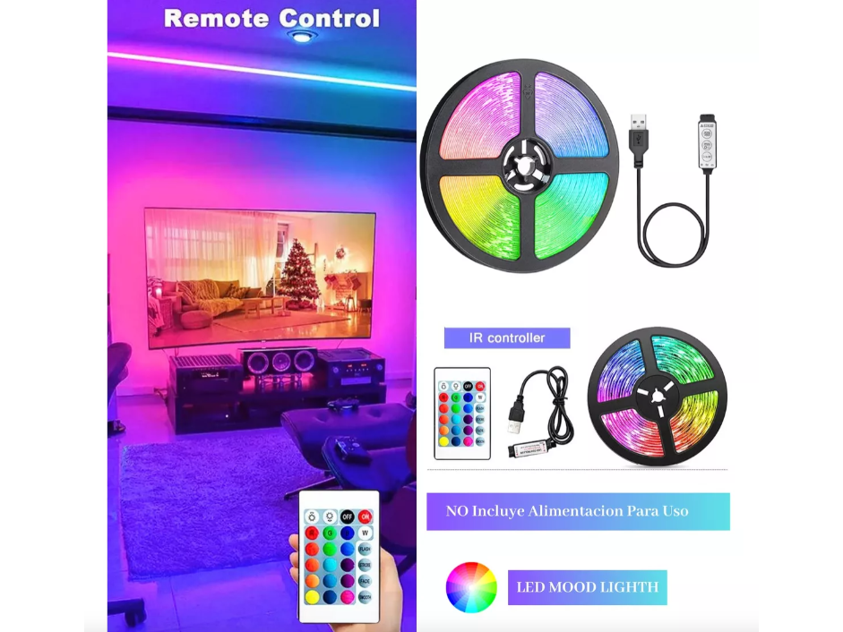 TIRA LED TV 3 MTS C/ CONTROL USB (LED MOOD LIGHTS)