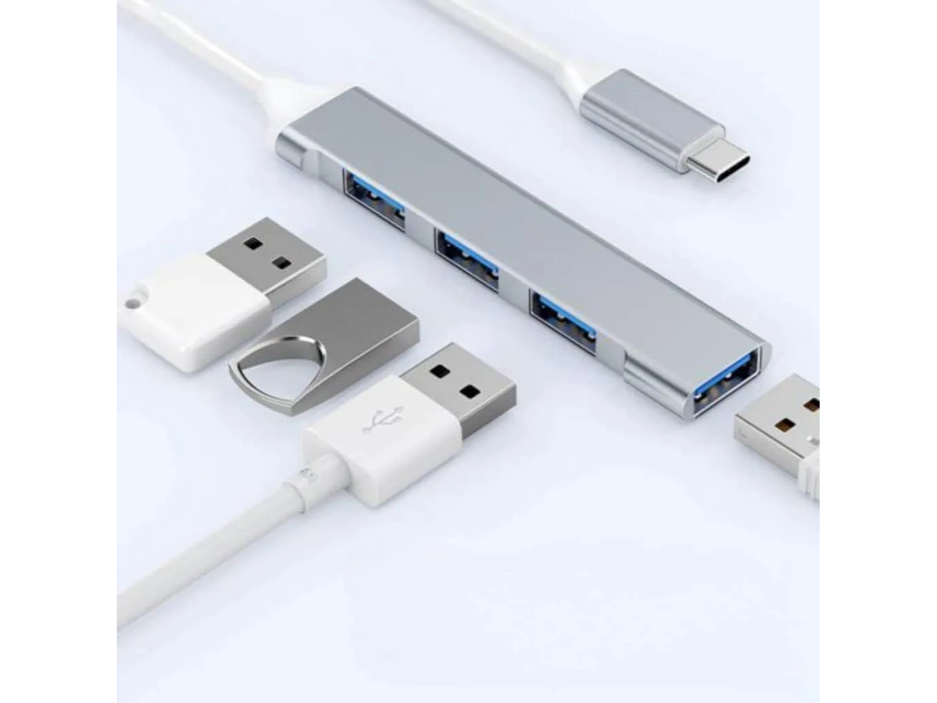 HUB 4 PUERTOS CON CABLE TIPO C MOD 0012