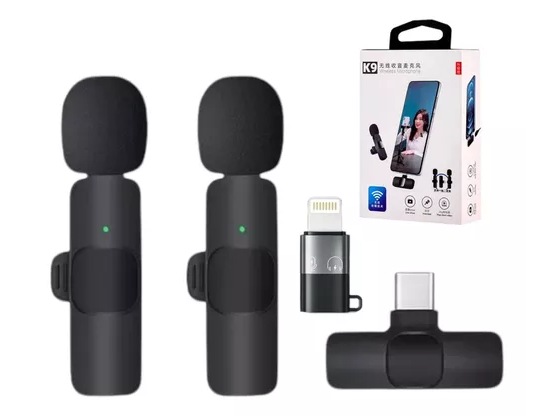 MICROFONO CORBATERO INALAMBRICO LIGHTNING (DOBLE MICROFONO) K9