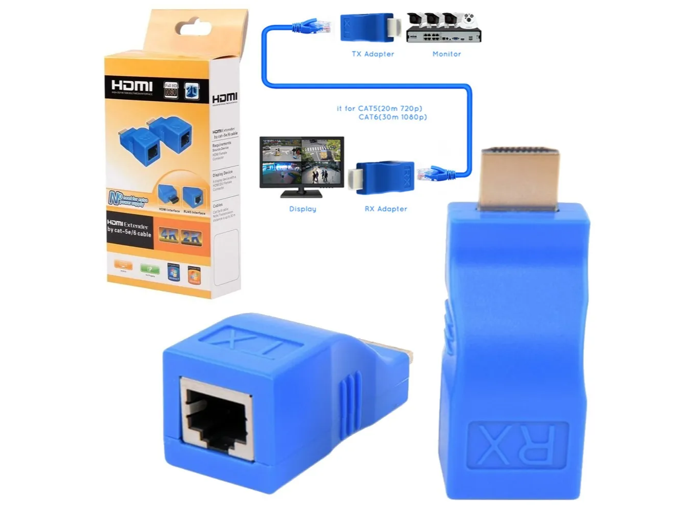 adaptador convertidor extensor hdmi a ethernet /rj45 lan video ( hdtv caja )