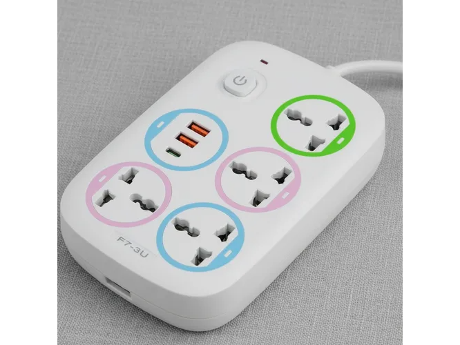 zapatilla prolongador f7 , 4 tomas + 2 usb + TC