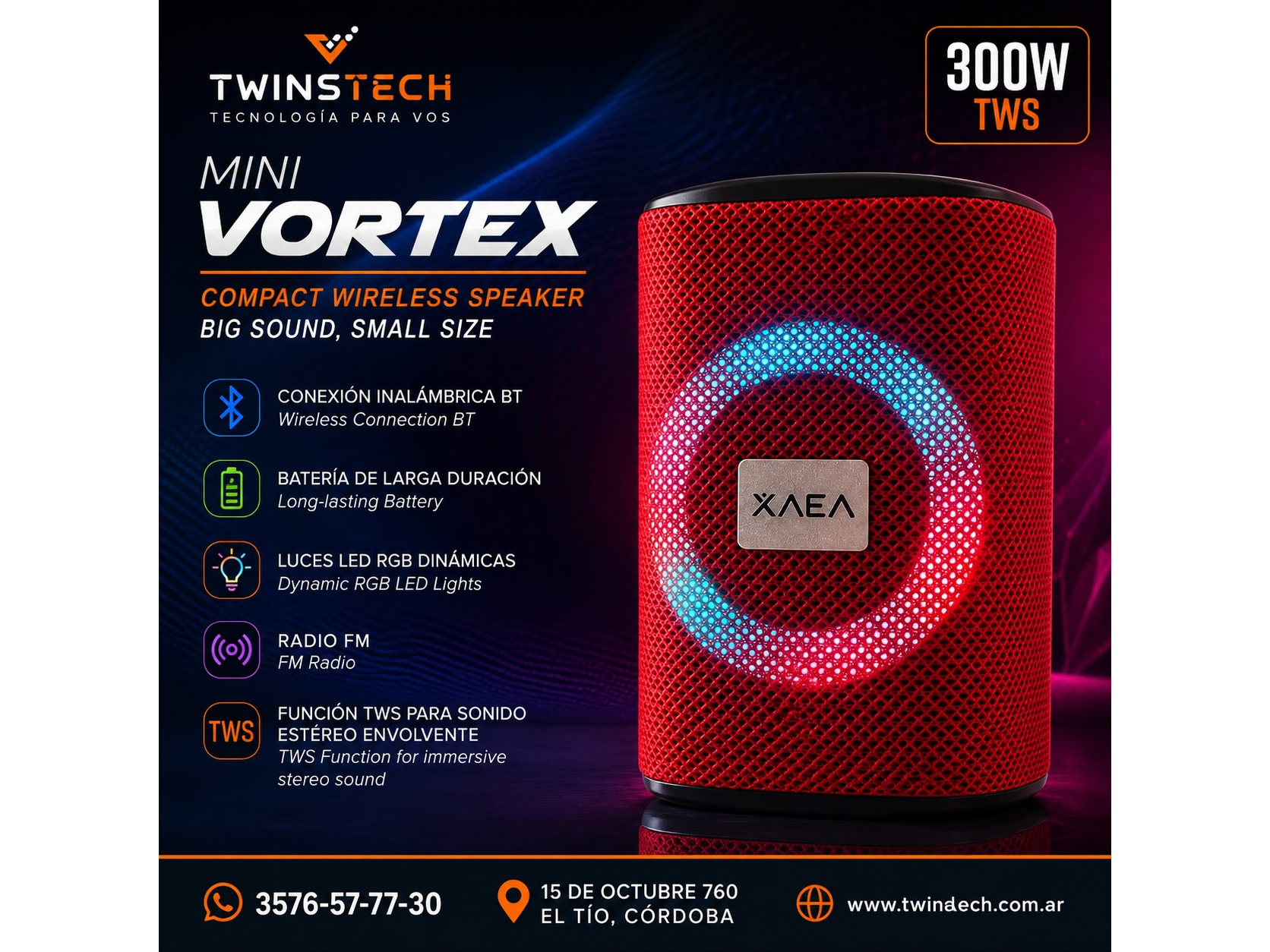 parlante mini vortex