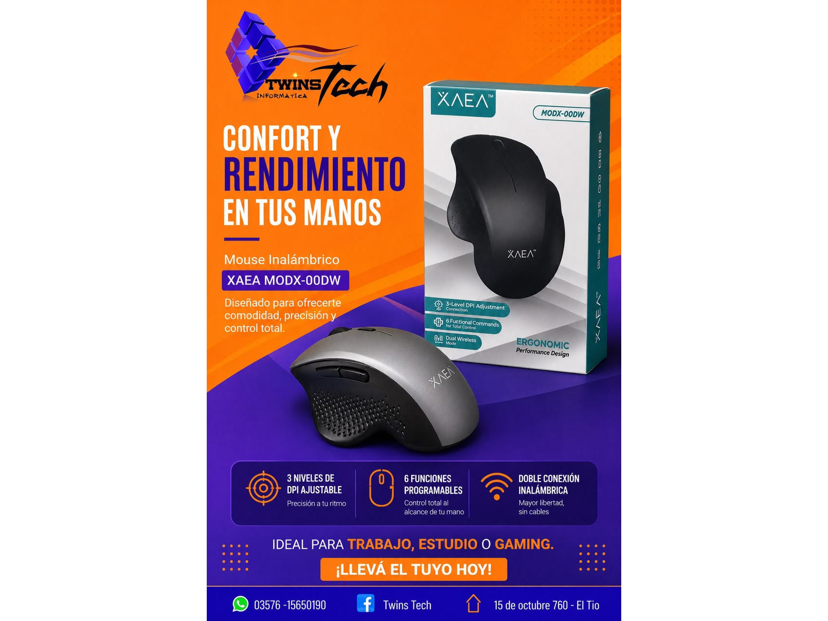 mouse inalambrico ergonomico