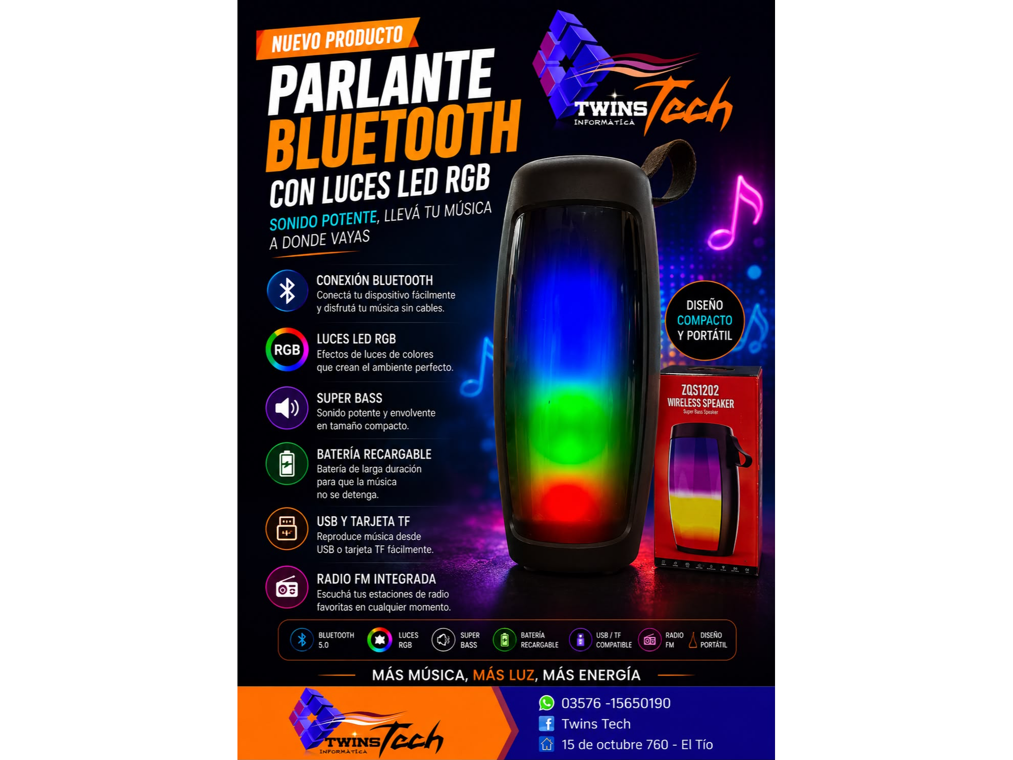 parlante chico con luces economico