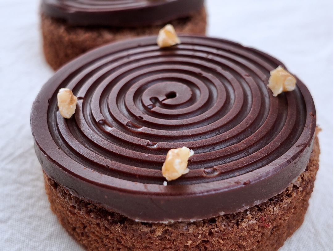 Brownie con ganache de chocolate belga