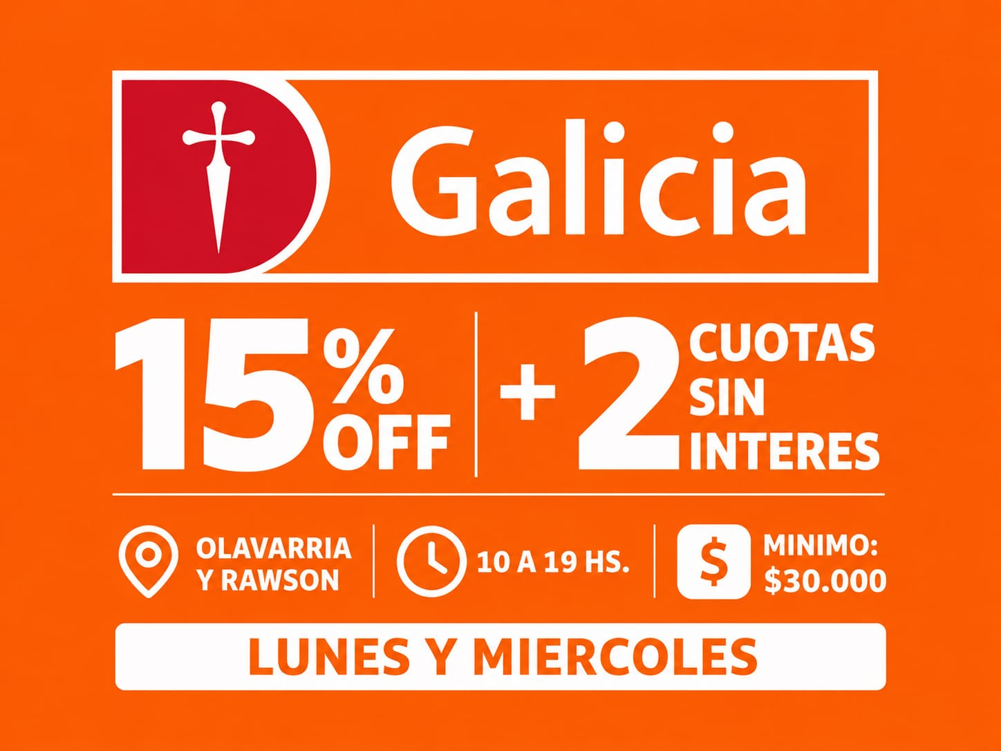 CUPON GALICIA LUNES Y MIERCOLES