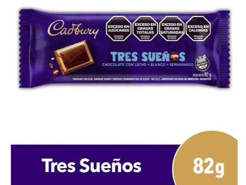CHOC CADBURY TRES SUEÑOS 28X82 GRS