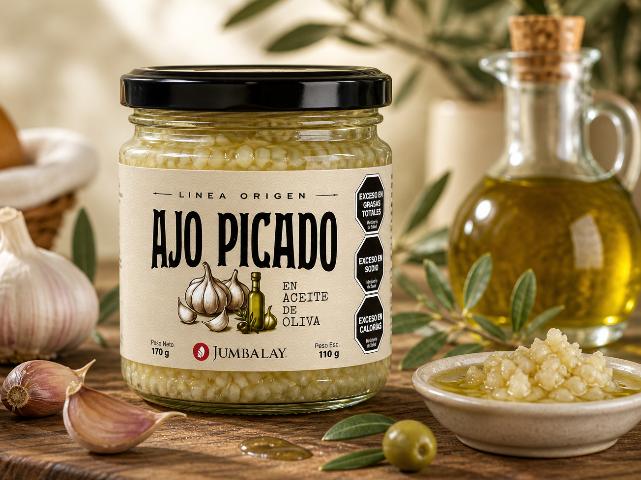Ajo picado en aceite de Oliva