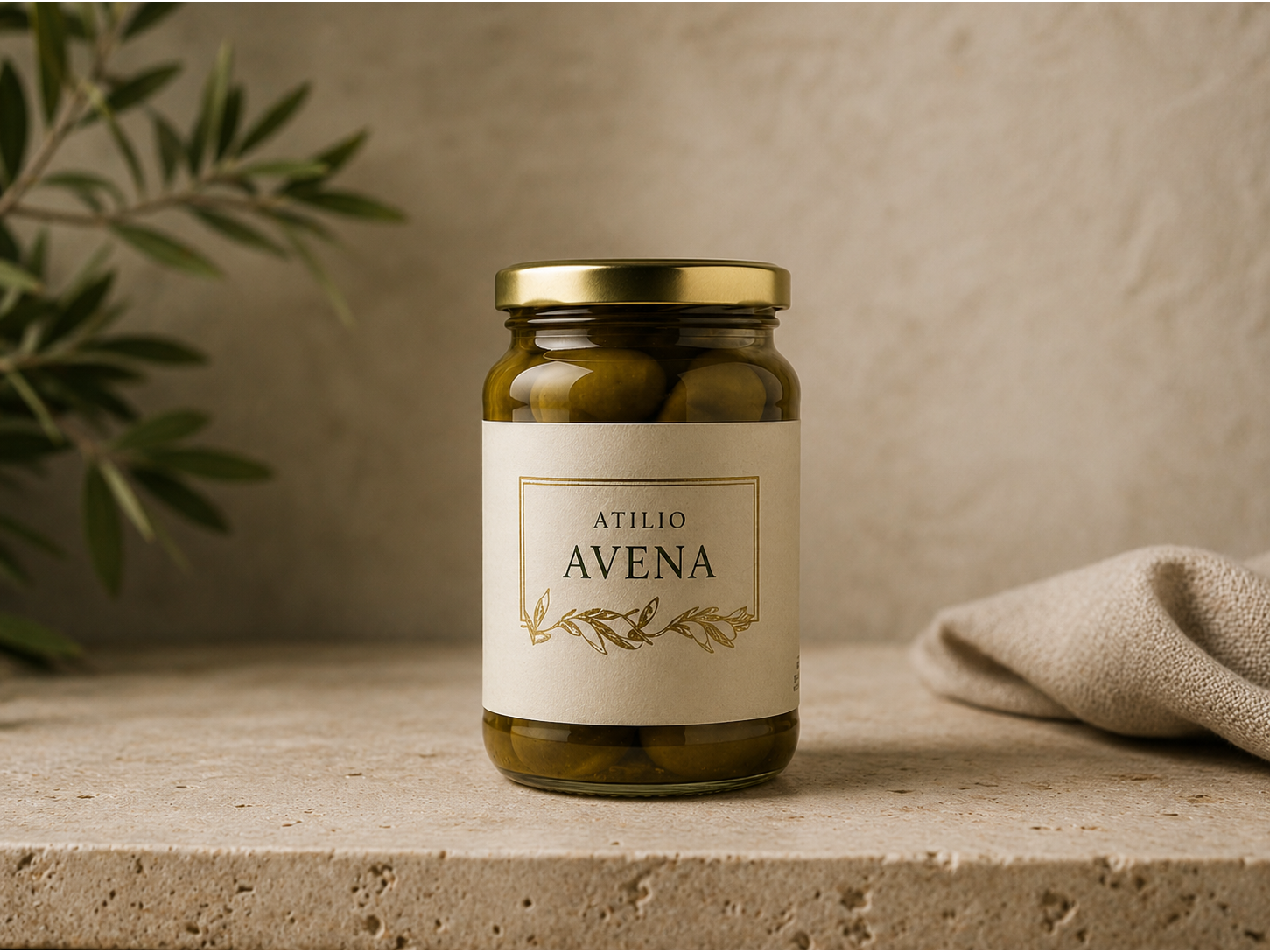 Aceitunas rellenas c/anchoas en aceite de oliva x 330 gr. - Atilio Avena