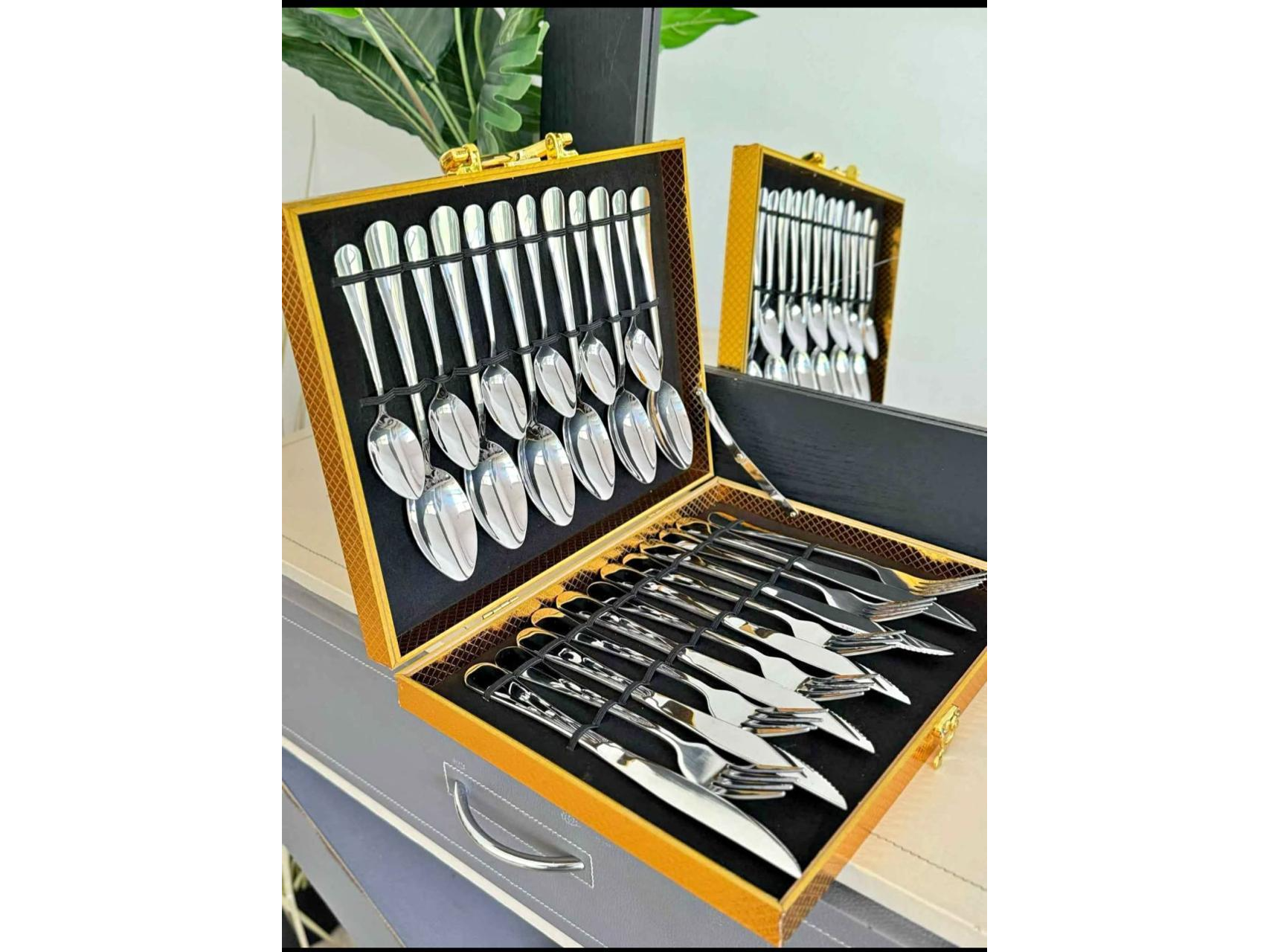 🍴MALETIN DE 24 CUBIERTOS ACERO INOXIDABLE REFORZADOS🍴
