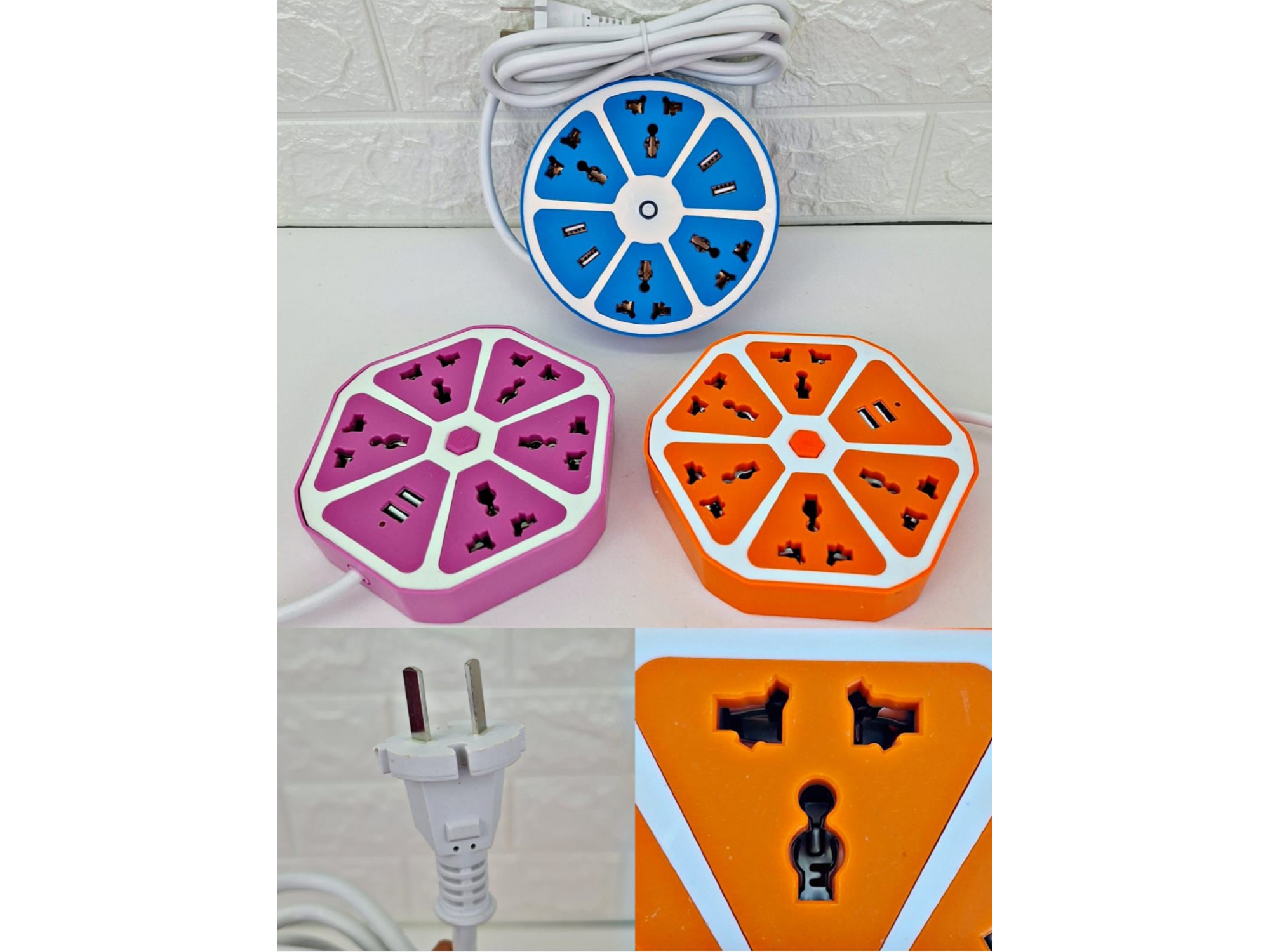 🔌 Alargue-Zapatilla exagonal con usb