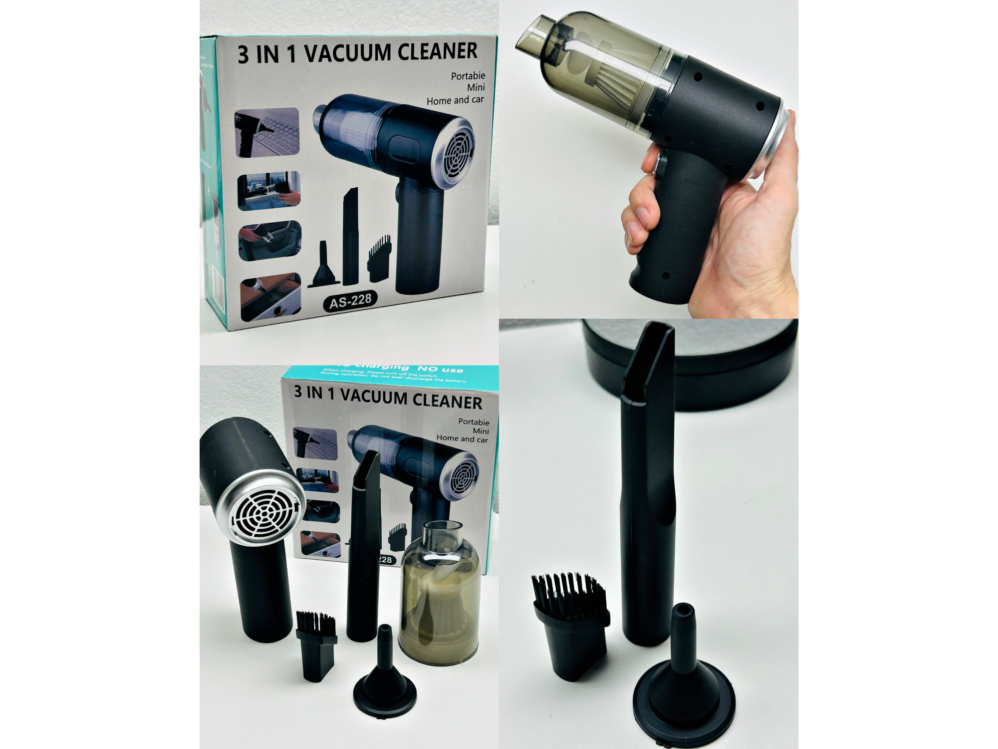 🌀 MINI ASPIRADORA PORTATIL 3 EN 1 💨