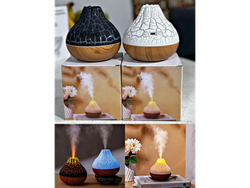 🪵🌸 HUMIFICADOR VOLCÁN CON BASE MADERA