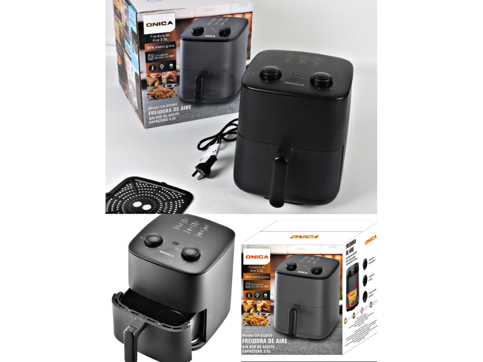 🍟 FREIDORAS DE AIRE SIN ACEITE ONICA ANALÓGICO 3.5L 🍟