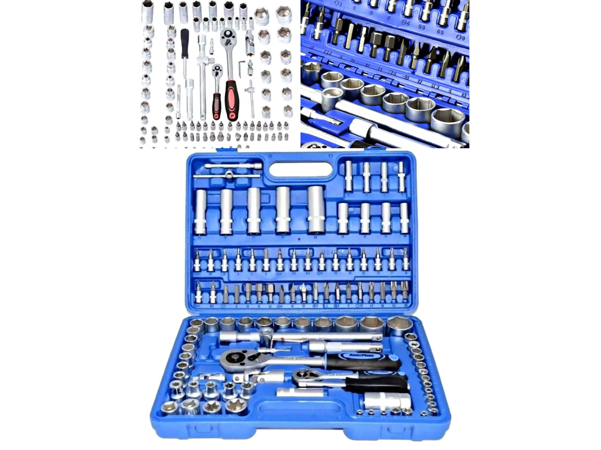 🧰SET DE LLAVES DE TUBOS Y PUNTAS EN CAJA TOP HELPER 108 PCS 1/2-1/4 CRIQUE🧰