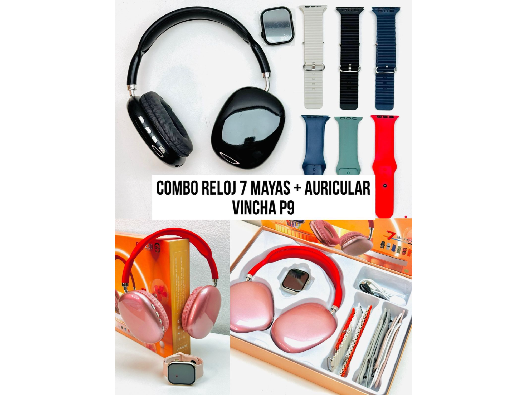 ⌚🎧 Combo Reloj Smartwatch + Auriculares Vincha P9