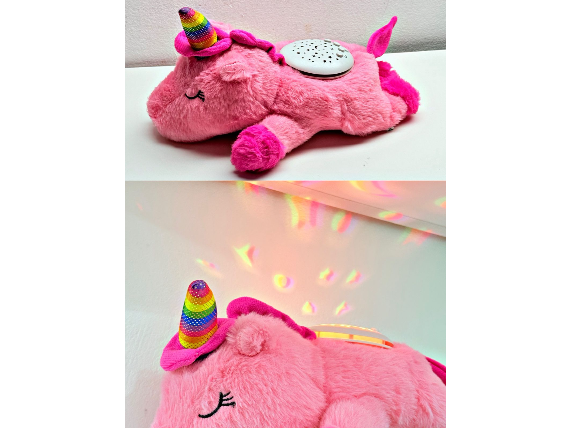 ✨🧸 Peluches Unicornio con proyector de luces y sonido repetidor 🦄🌙 😍 modelo Unicornio