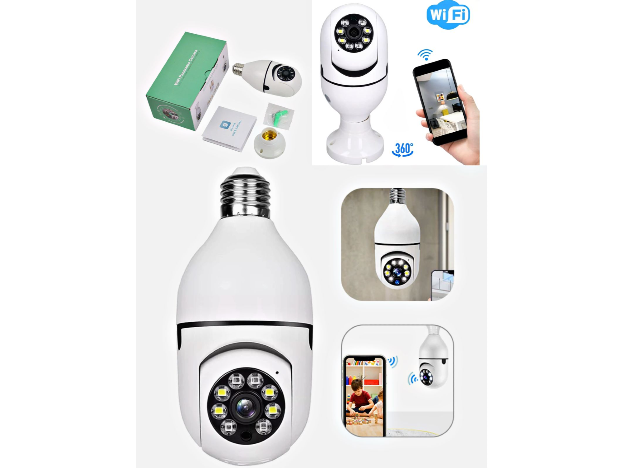 🔐📲 CAMARA FOCO IP DE SEGURIDAD CON WIFI Y VISION 360° 🎥🔐