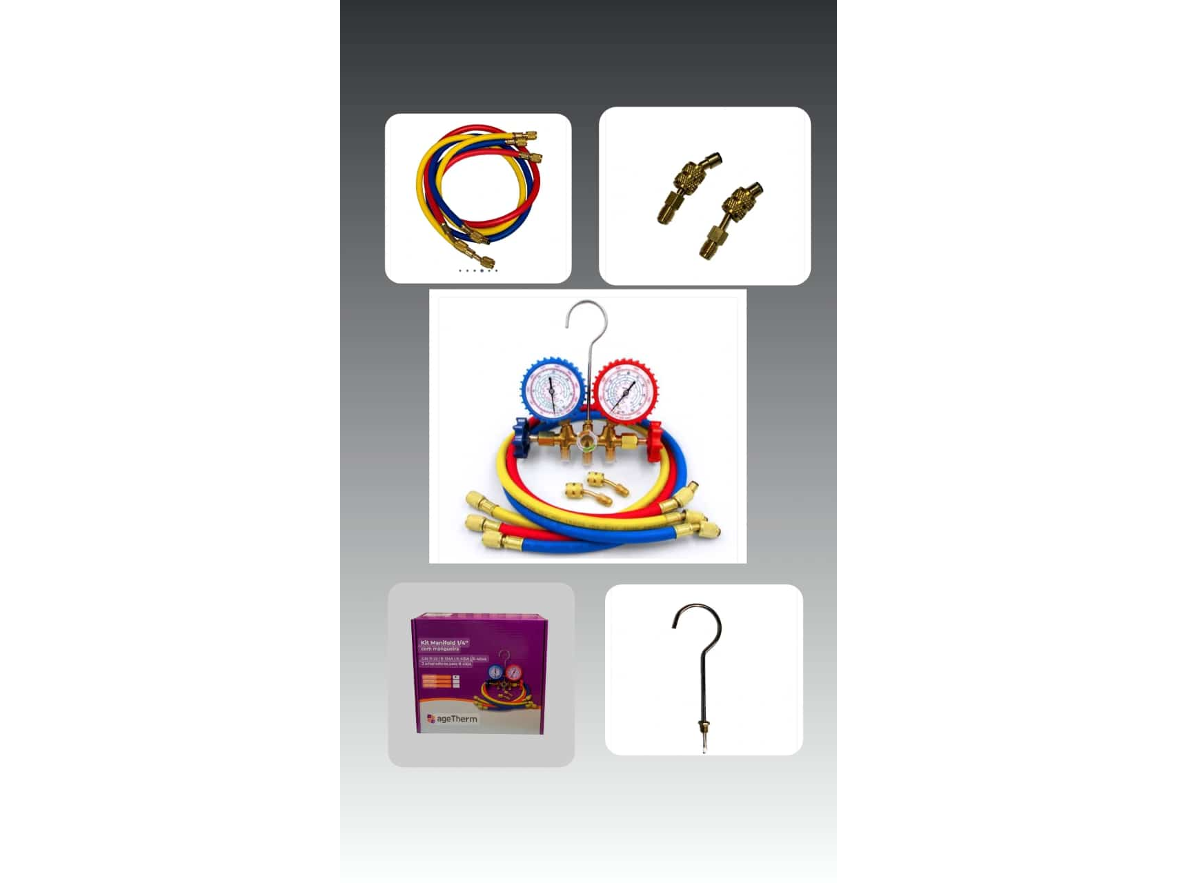 Kit Manifold de 1/4" para Gas R22/R134/R410/R404