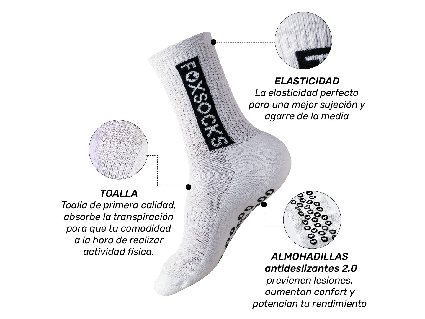Medias 3/4 Antideslizantes Franja Lateral