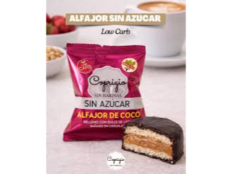 ALFAJOR DE COCO, DDL, BAÑO CHOCO. SIN AZUCAR - LOW CARB COPRIGIO