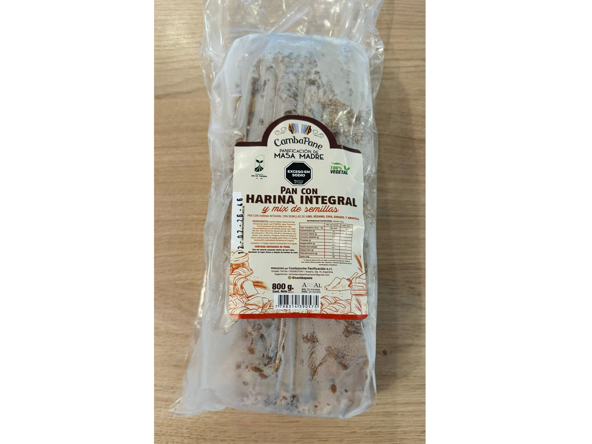 PAN DE MOLDE MASA MADRE HARINA INTEGRAL Y SEMILLAS CAMBAPANE