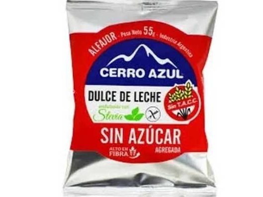 ALFAJOR CERRO AZUL SIN AZUCAR. DDL BAÑO CHOCO