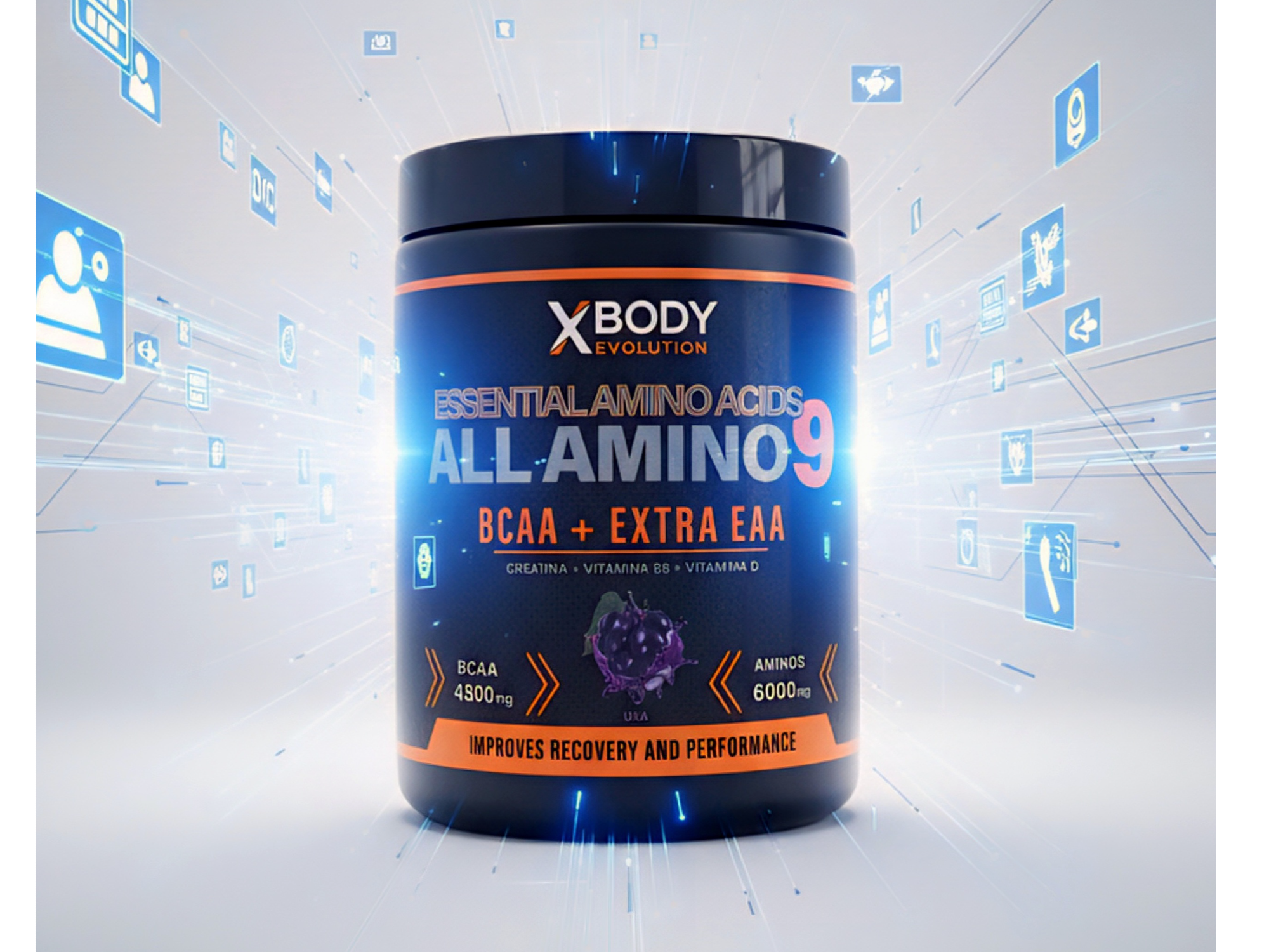 ALL AMINO 9, BCAA, EXTRA EAA 350 g Uva de Gunther