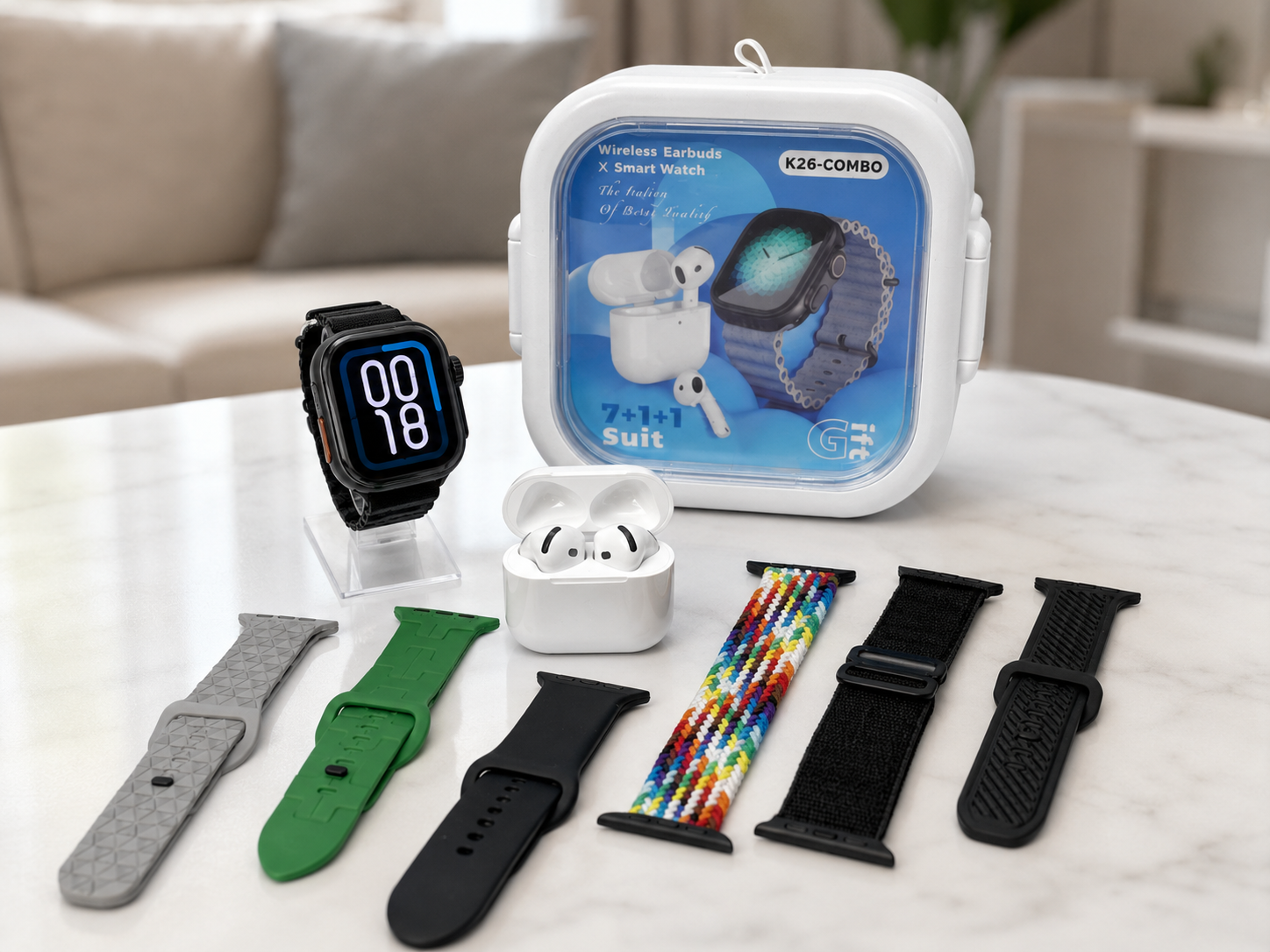 SMARTWACH + PARLANTE + AURICULAR CON 7 MALLAS K26