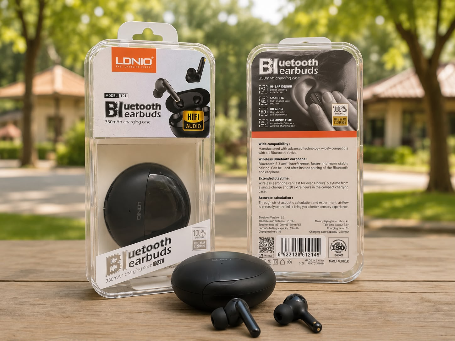 AURICULAR INALÁMBRICO LDNIO LD-T01 V5.3 CON ESTUCHE DE CARGA NEGRO