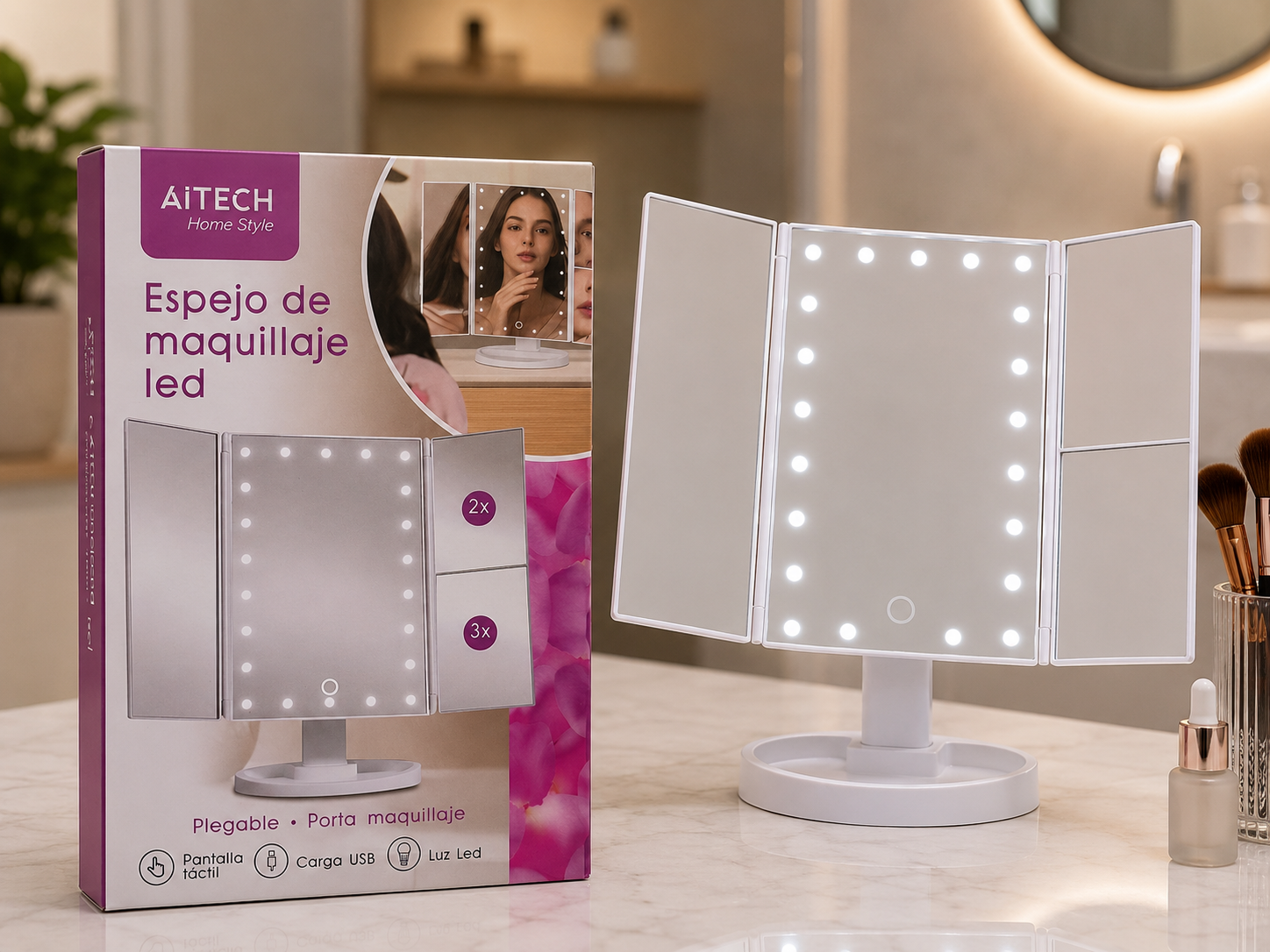 ESPEJO TRIPLE AITECH CON LED