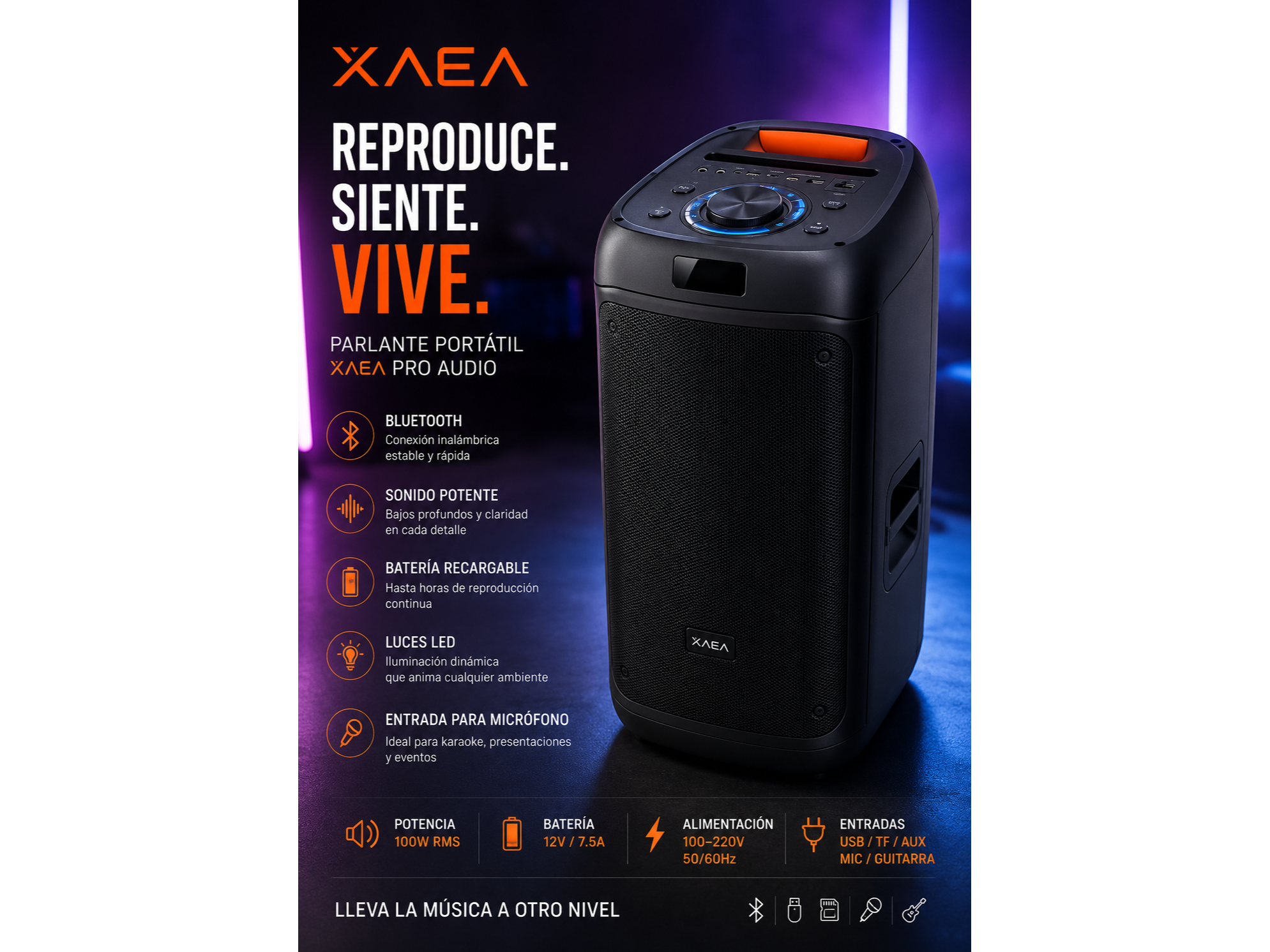 XAEA ANDRÓMEDA – PARLANTE PORTÁTIL PRO AUDIO