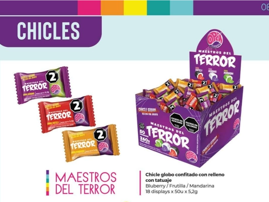 CHICLE MAESTROS DEL TERROR C/TATOO 50u 5.3G