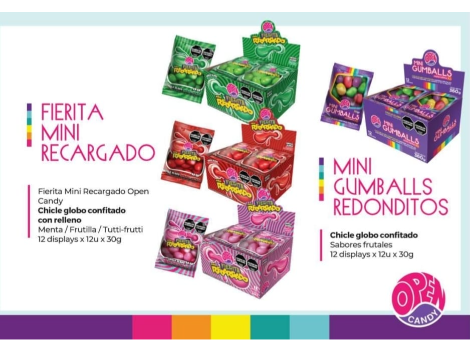 CHICLE FIERITA MINI RECARGADO FRUTILLA 12u 30g