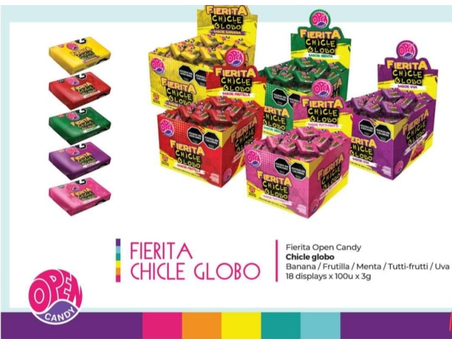 CHICLE FIERITA OPEN CANDY TUTTI 100u