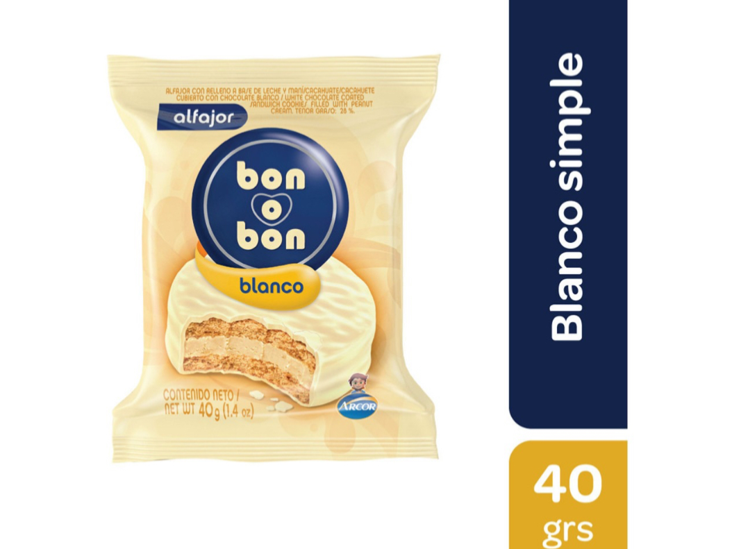 Alfajor bon o bon blanco 40g