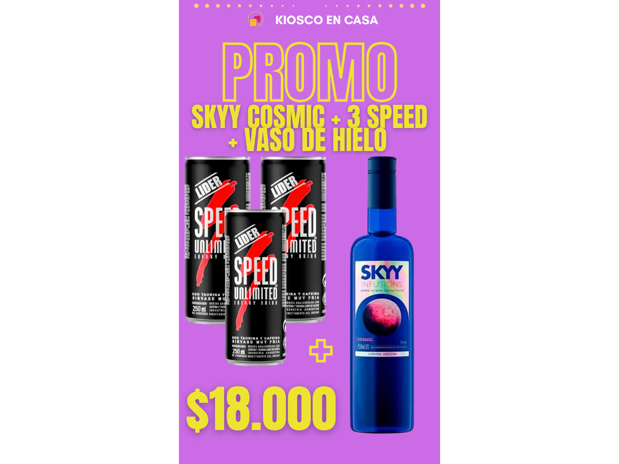 Combo Skyy + 3 speed + vaso de hielo