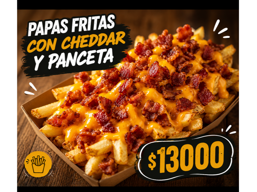Papas fritas grandes cheedar panceta